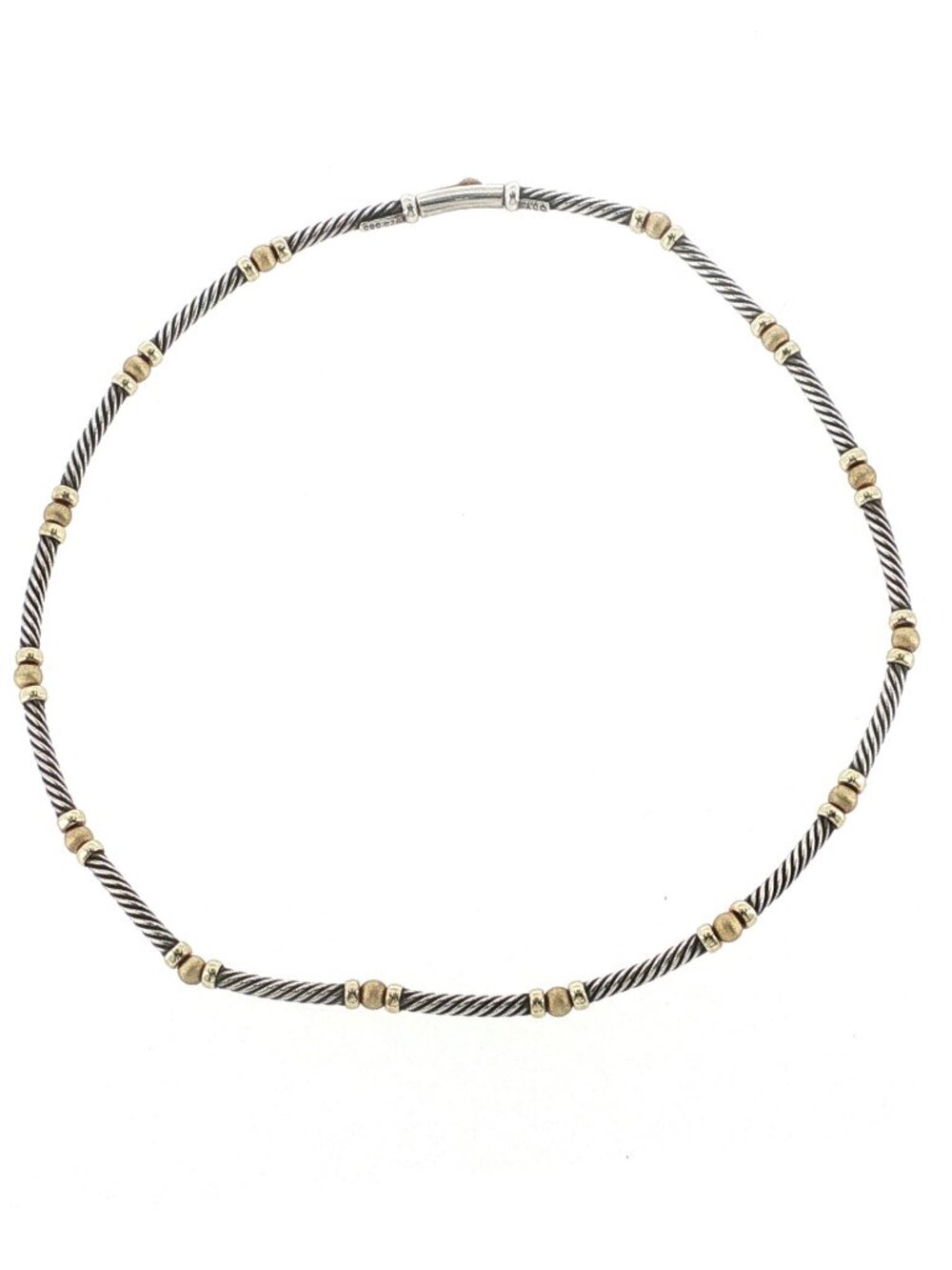 DAVID YURMAN Sterling Silver 14K Gold Classic Cable Choker Necklace Size 5"